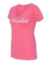 Load image into Gallery viewer, Aerialist V-neck t-shirt in pink
