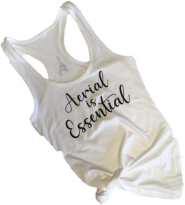 White Aerial is Essentials racerback tank