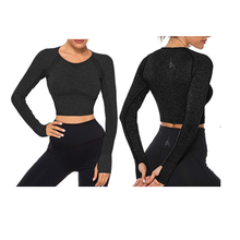 Load image into Gallery viewer, Long Sleeve Crop Top - Solid Back