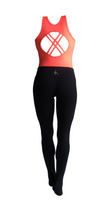 Load image into Gallery viewer, Coral and Black Aerial Practice Jumpsuit