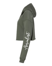 Load image into Gallery viewer, Military green fleece crop for aerial warm-ups