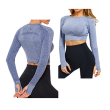 Load image into Gallery viewer, Long Sleeve Crop Top - Solid Back