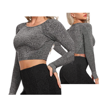 Load image into Gallery viewer, Long Sleeve Crop Top - Solid Back