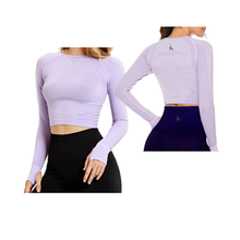 Load image into Gallery viewer, Long Sleeve Crop Top - Solid Back